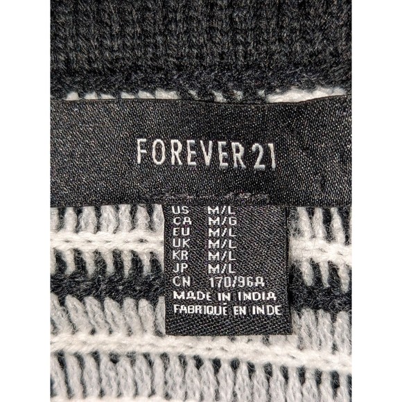 Forever 21 Open Cardigan Elegant Knit Shawl Black White fringes Size M/L - Picture 3 of 4